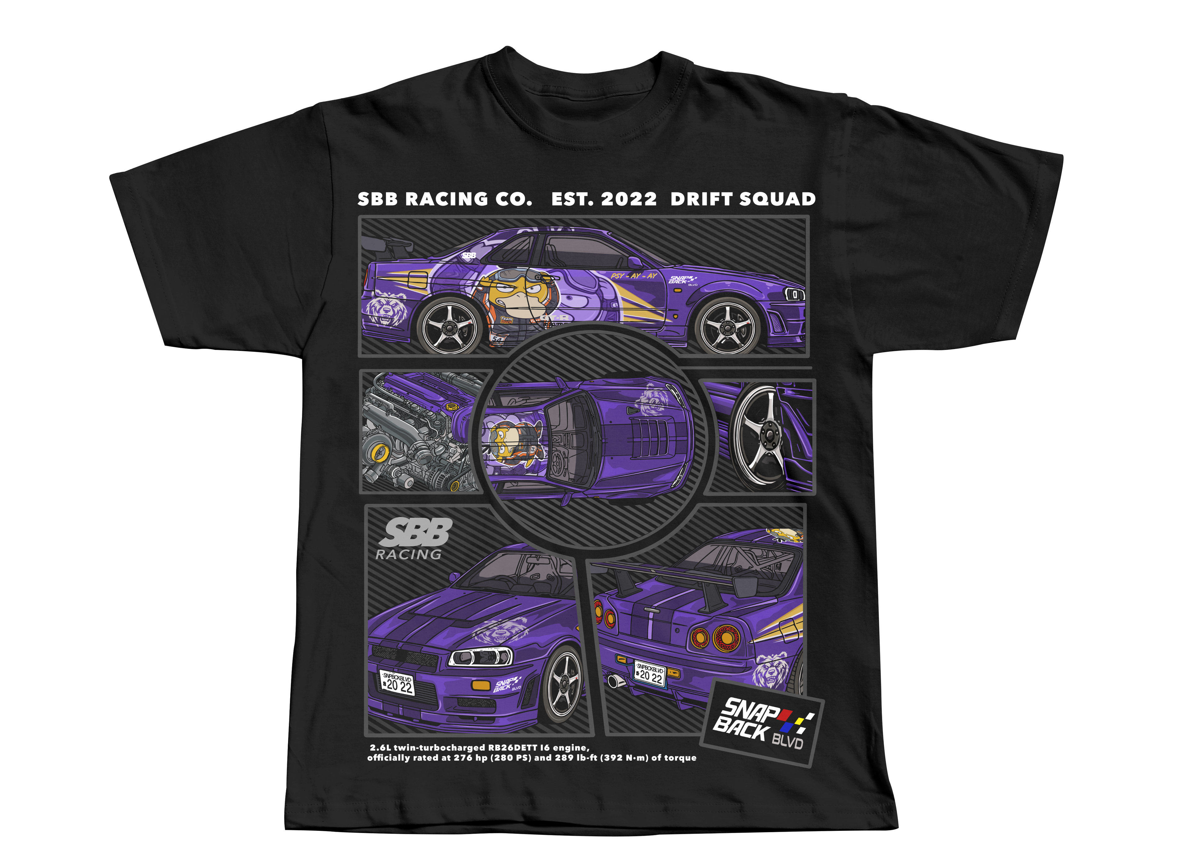 Drift Squad Purple Skyline R34 Retro Cotton Tee (Copy)