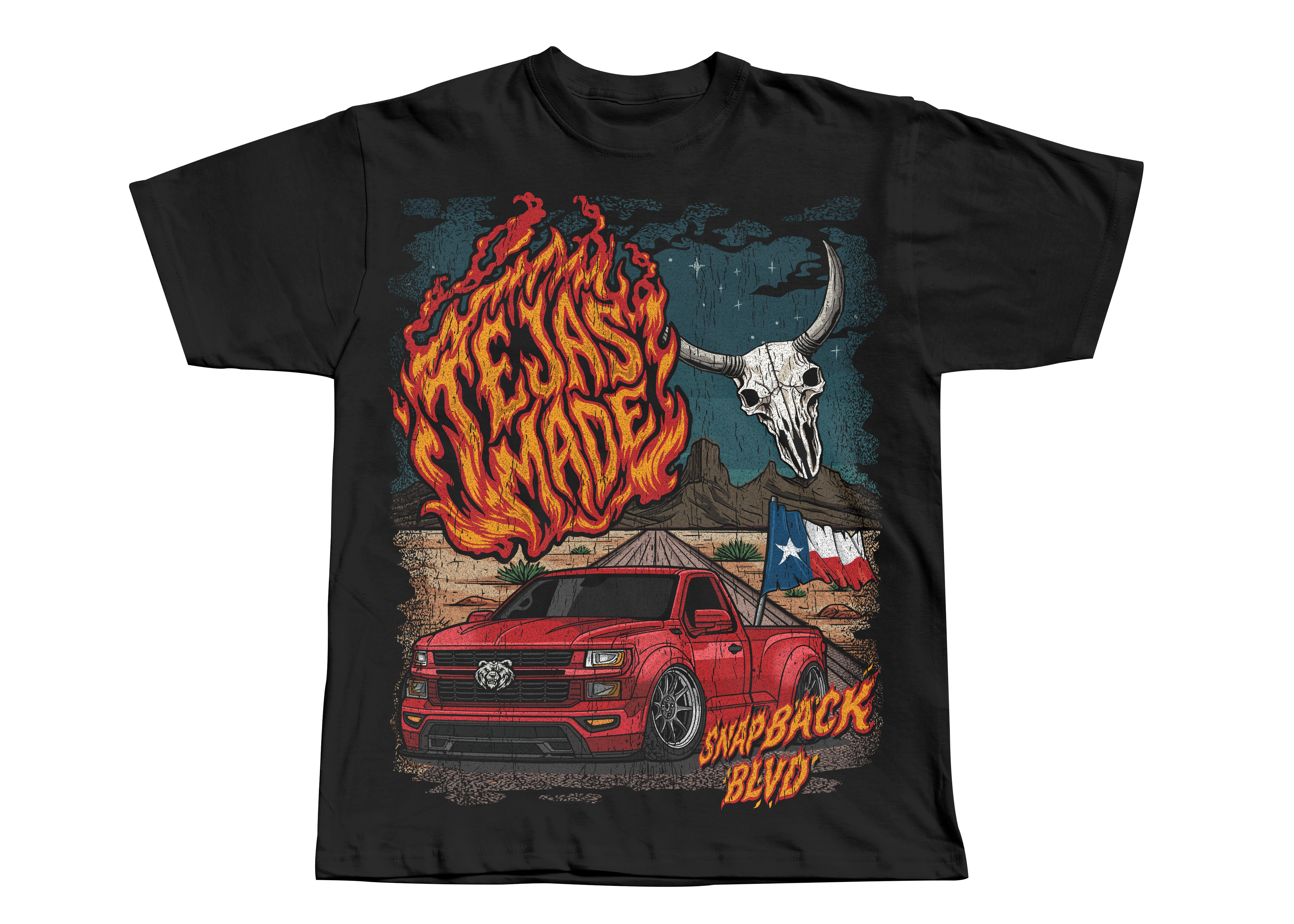 Texas Flames & Skull Pickup Tee (Copy)